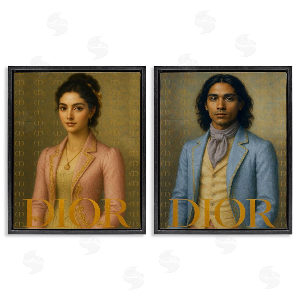 Looking Good Licensing Iconic Vintage Fashion Models Black Floating Frame Canvas Wall Art Print