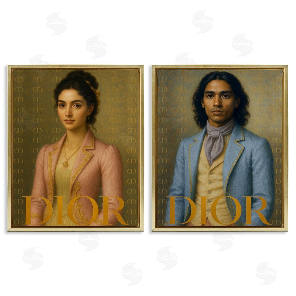 Looking Good Licensing Iconic Vintage Fashion Models Gold Floating Frame Canvas Wall Art Print