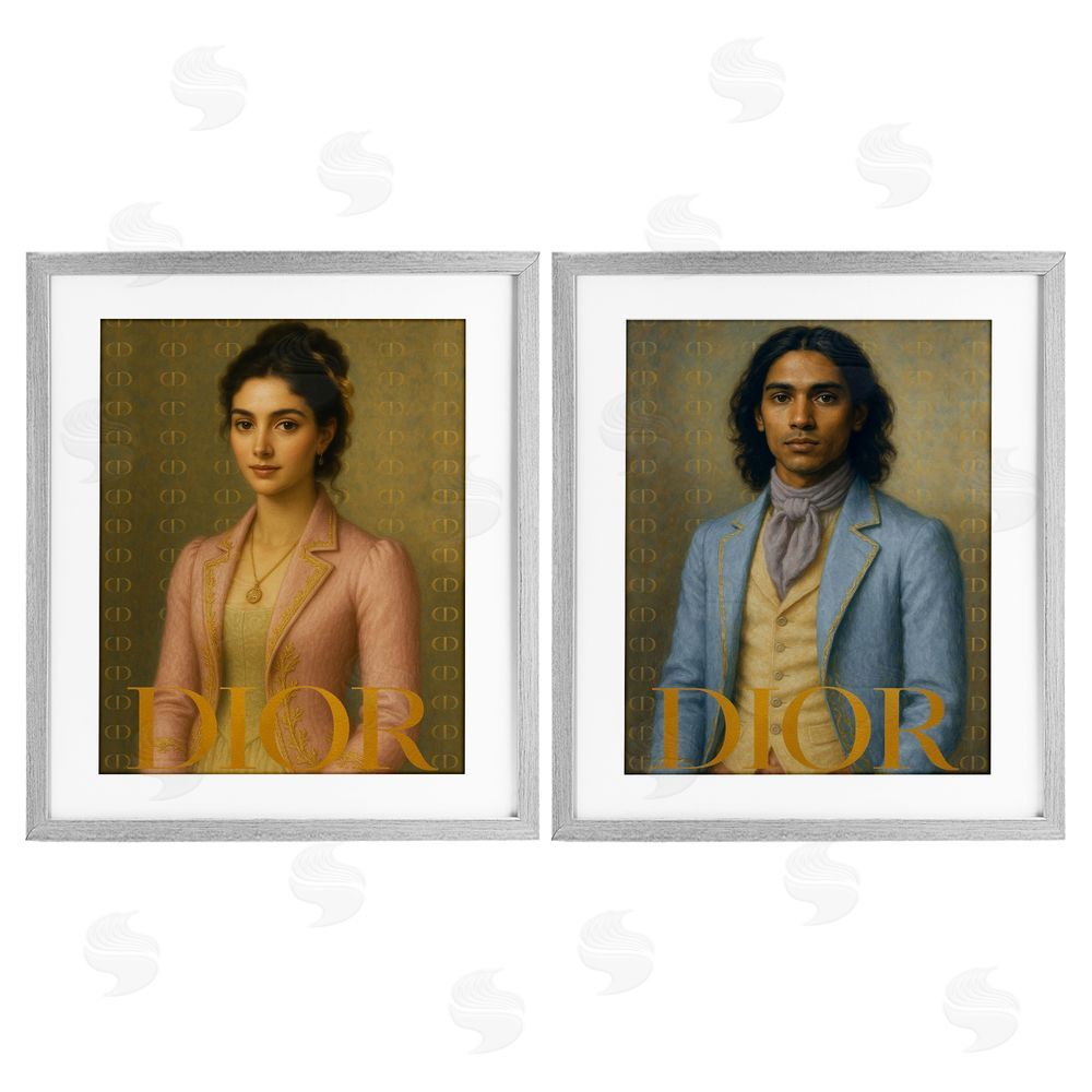 Looking Good Licensing Iconic Vintage Fashion Models Gray Framed Print Under Glass Wall Art