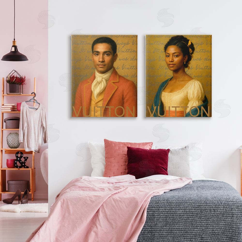 Looking Good Licensing Vintage Fashion Pair Canvas Wall Art Print in Room