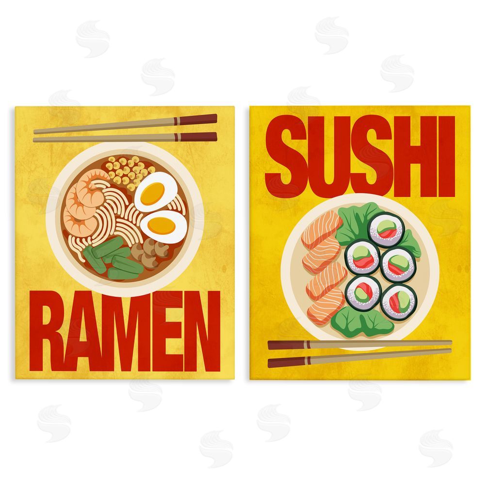 A.D. Lines Ramen & Sushi Japanese Cuisine Canvas Wall Art Print