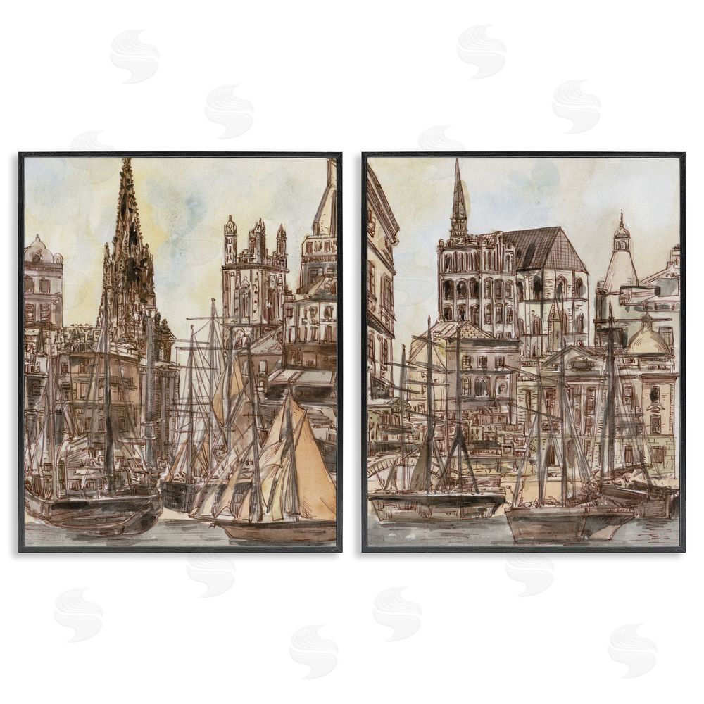 World Art Group Salted Remnants Pier Black Framed Giclee Wall Art Print