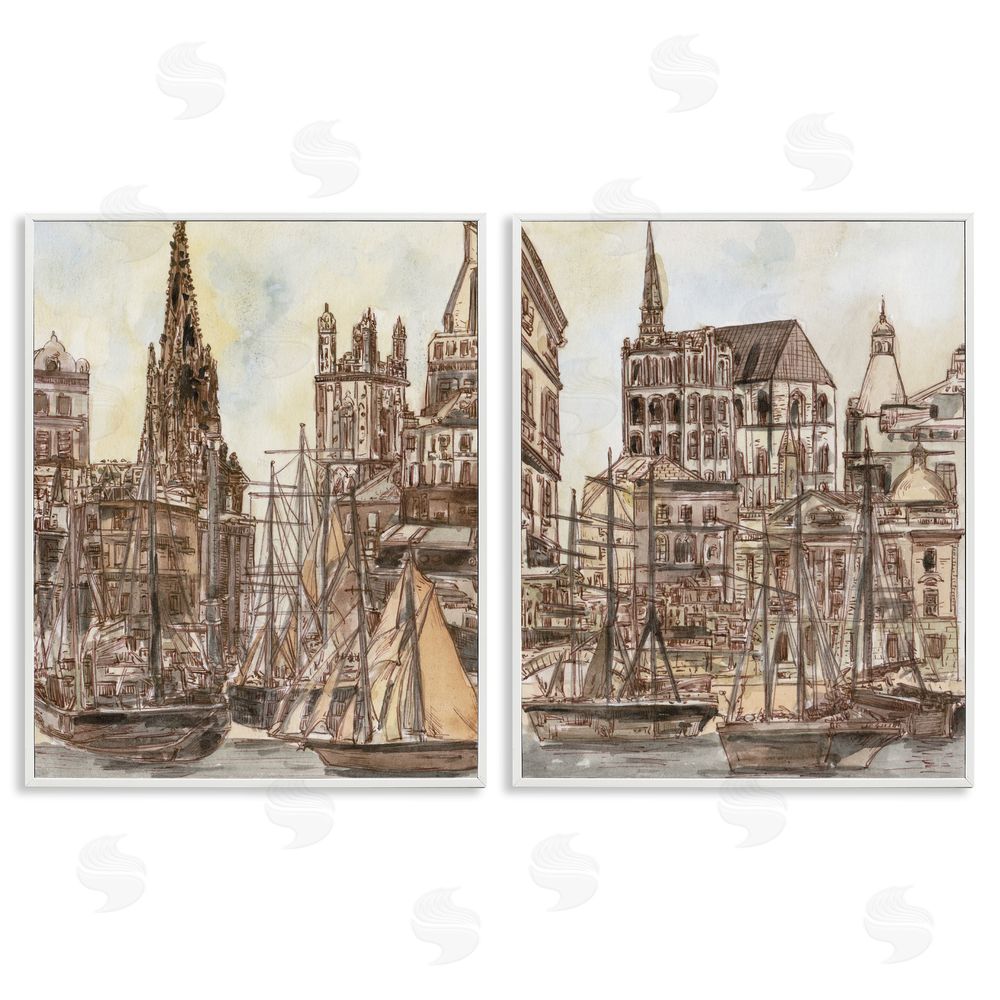 World Art Group Salted Remnants Pier White Framed Giclee Wall Art Print