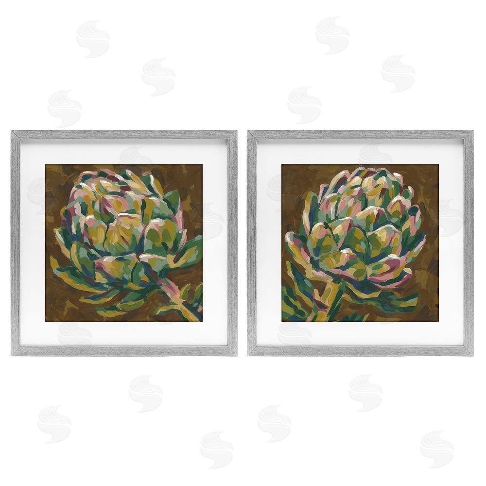 June Erica Vess Botanical Artichoke Study Gray Framed Print Under Glass Wall Art