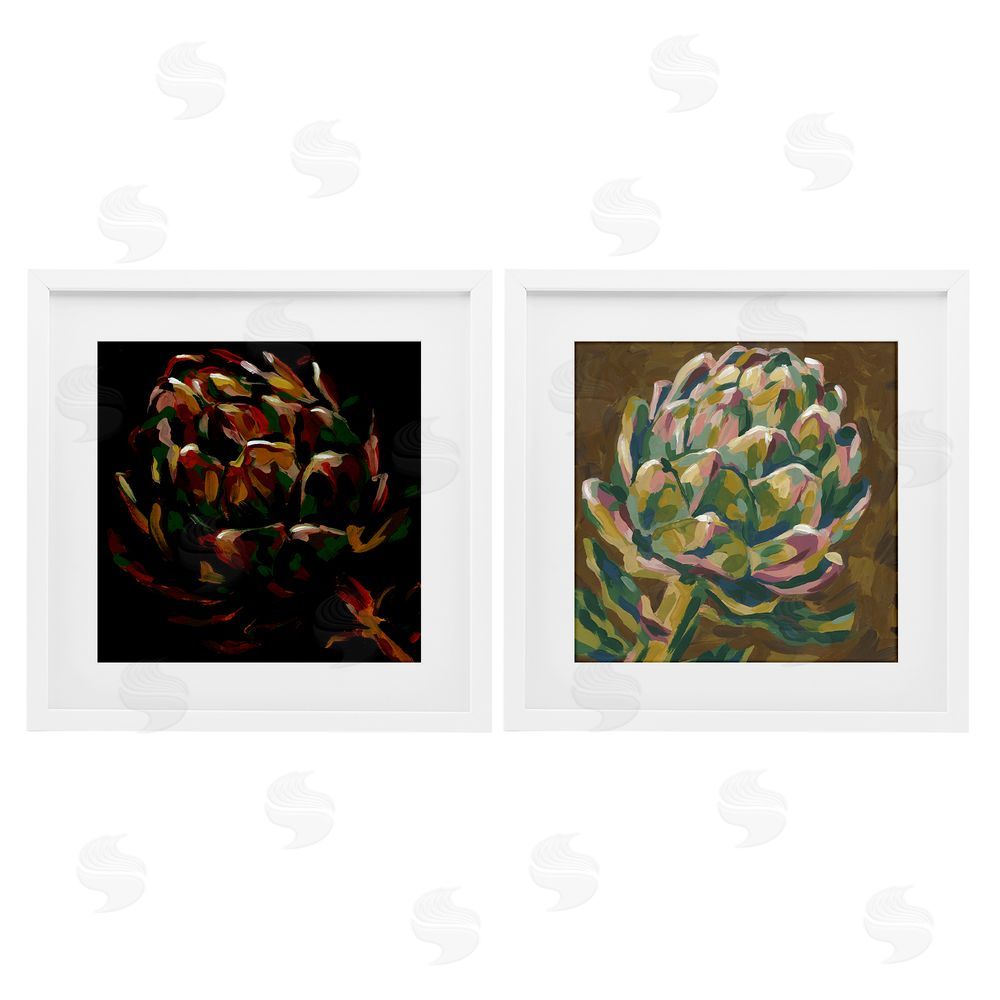 June Erica Vess Botanical Artichoke Study White Framed Print Under Glass Wall Art