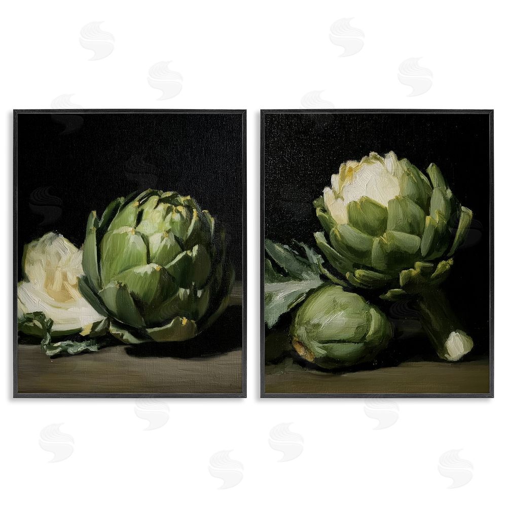 Paula Freeman Classic Artichoke Still Life Black Framed Giclee Wall Art Print