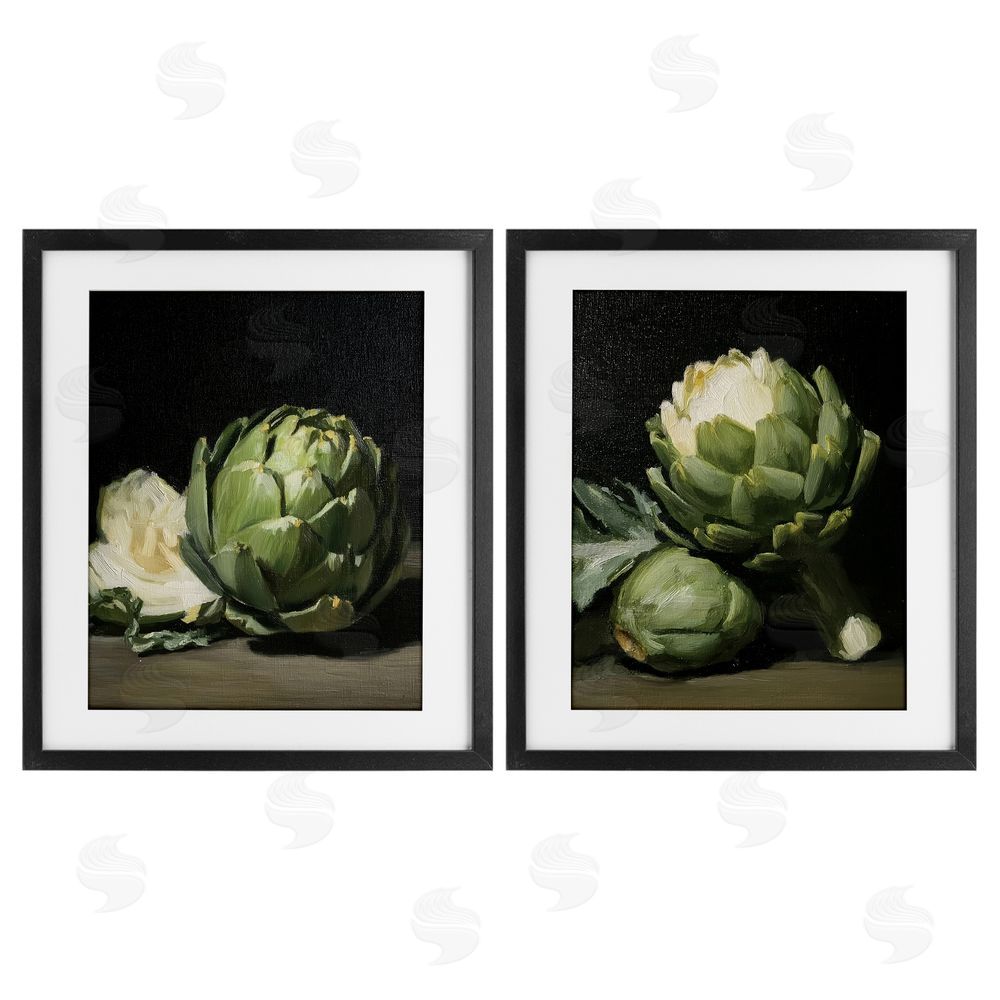 Paula Freeman Classic Artichoke Still Life Black Framed Print Under Glass Wall Art