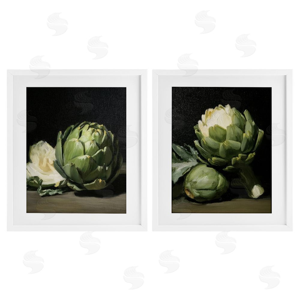 Paula Freeman Classic Artichoke Still Life White Framed Print Under Glass Wall Art