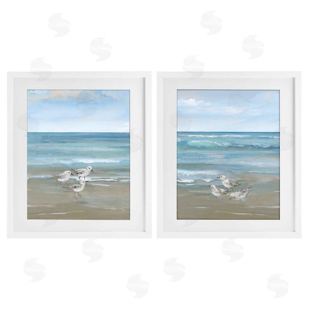 Nan Seaside Sanderlings at Dawn White Framed Print Under Glass Wall Art
