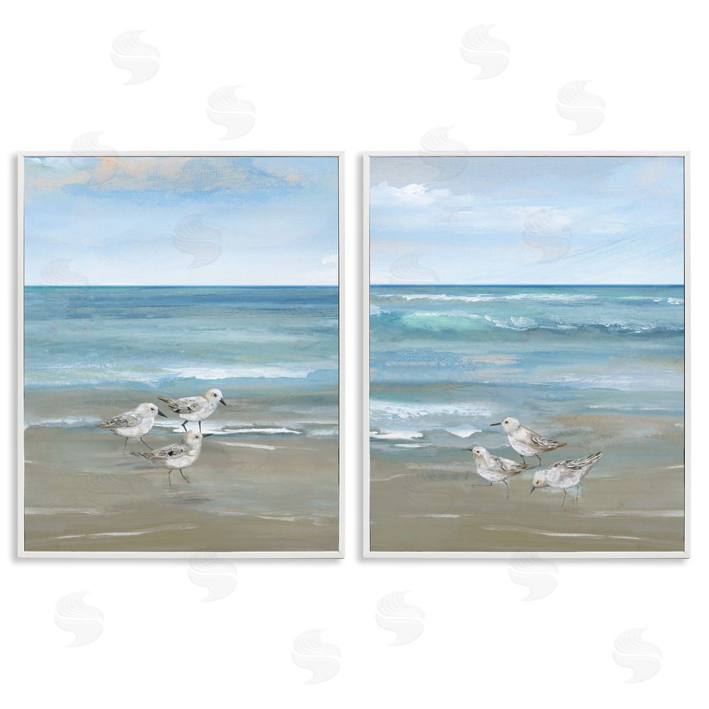 Nan Seaside Sanderlings at Dawn White Framed Giclee Wall Art Print