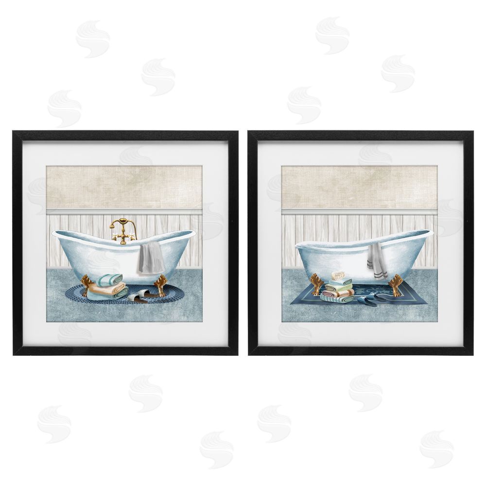 Conrad Knutsen Cozy Bathtub & Slippers Black Framed Print Under Glass Wall Art