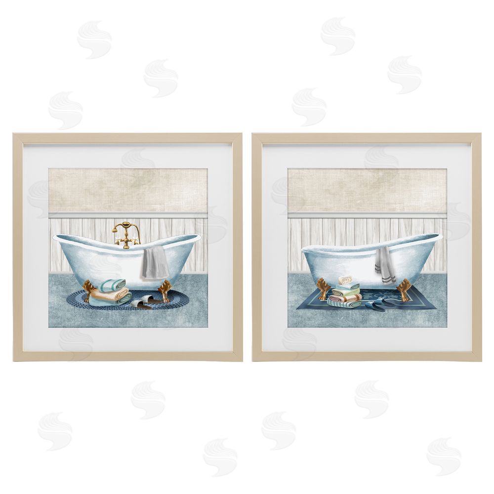 Conrad Knutsen Cozy Bathtub & Slippers Brown Framed Print Under Glass Wall Art