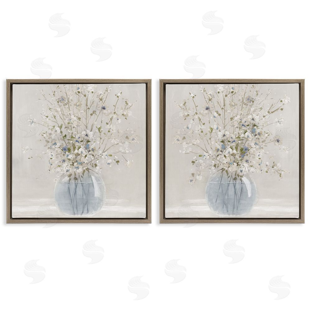 Carol Robinson Delicate Glass Vase Bouquet Brown Floating Frame Canvas Wall Art Print