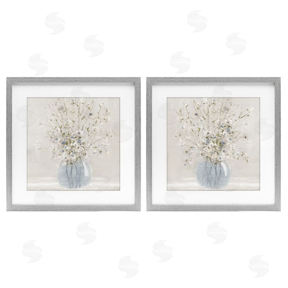 Carol Robinson Delicate Glass Vase Bouquet Gray Framed Print Under Glass Wall Art