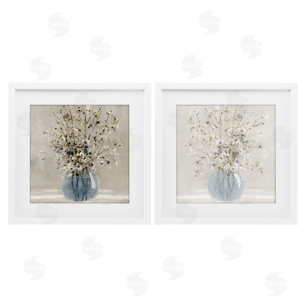 Carol Robinson Delicate Glass Vase Bouquet White Framed Print Under Glass Wall Art