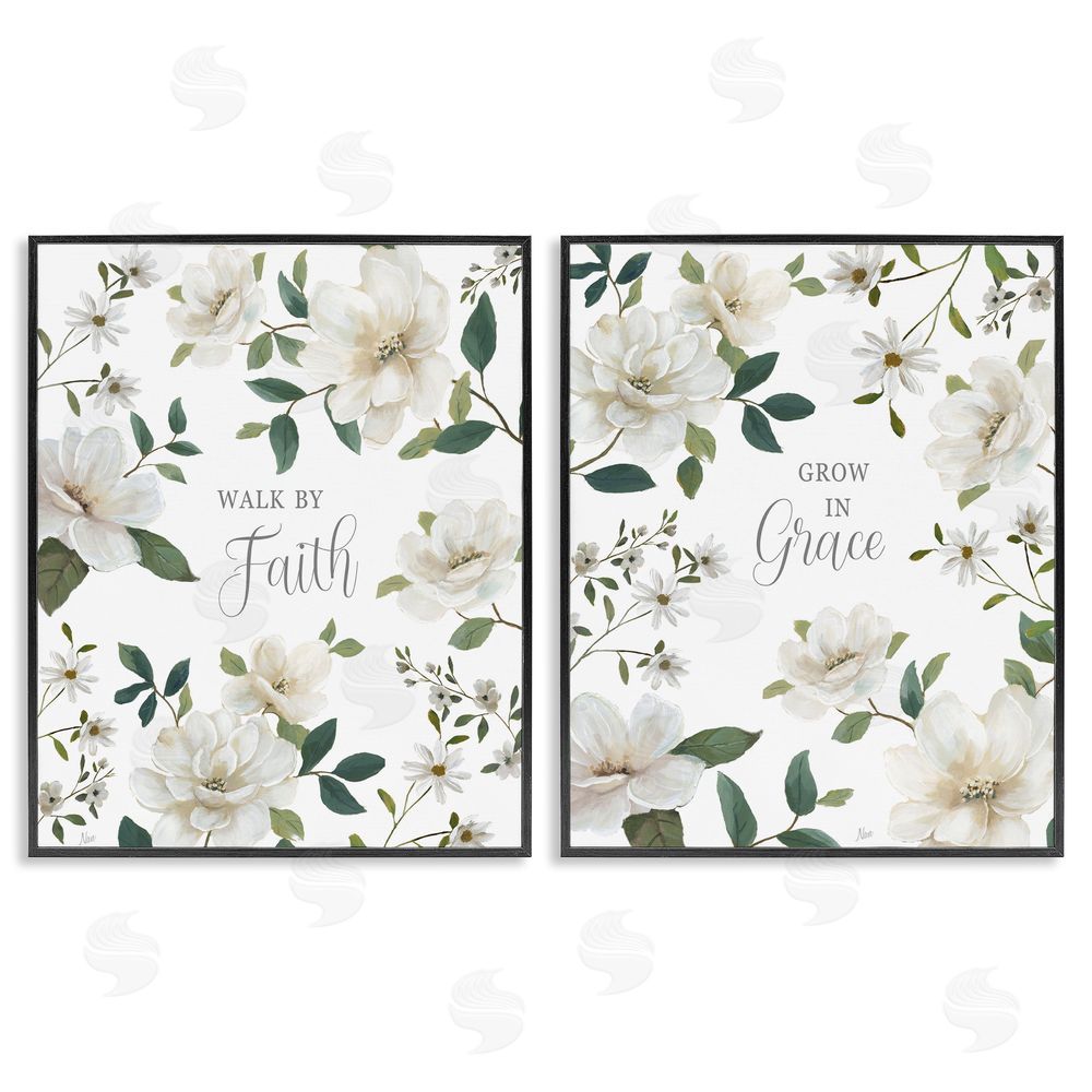 Nan Spiritual Faith Sayings with Florals Black Framed Giclee Wall Art Print