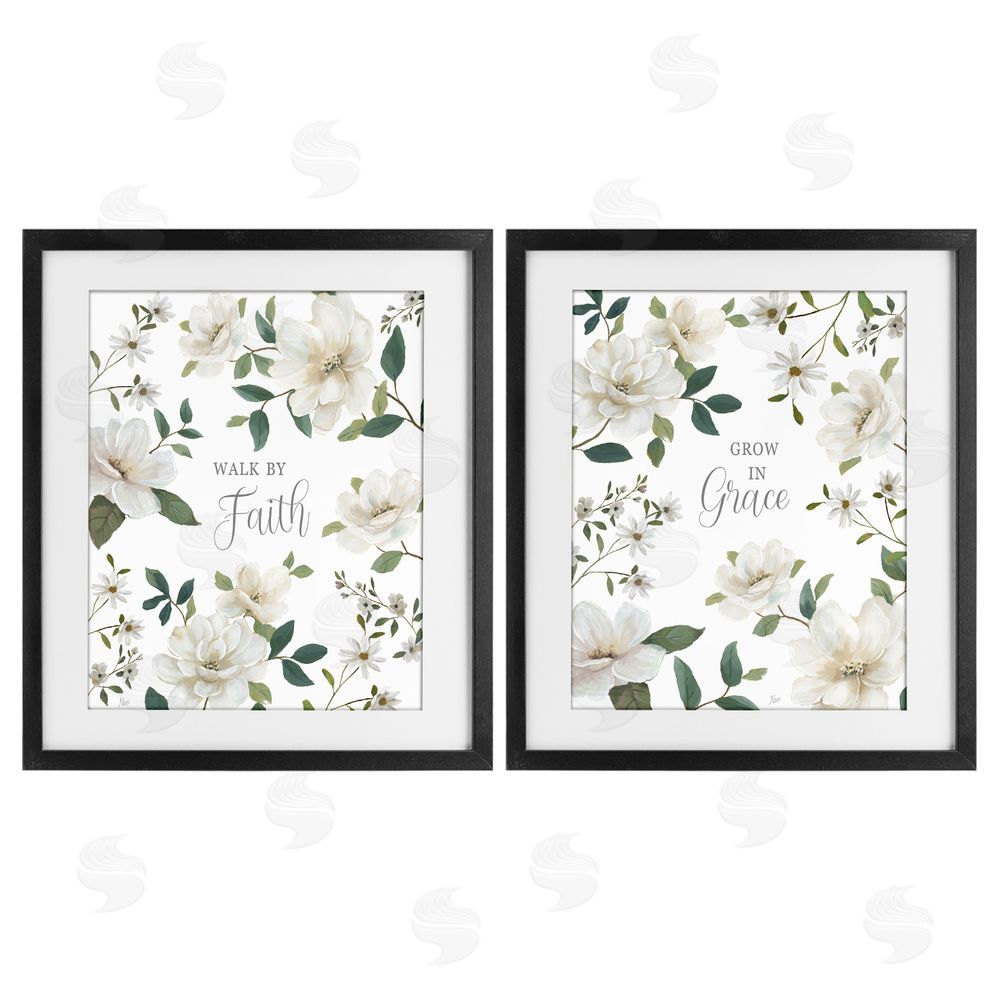 Nan Spiritual Faith Sayings with Florals Black Framed Print Under Glass Wall Art
