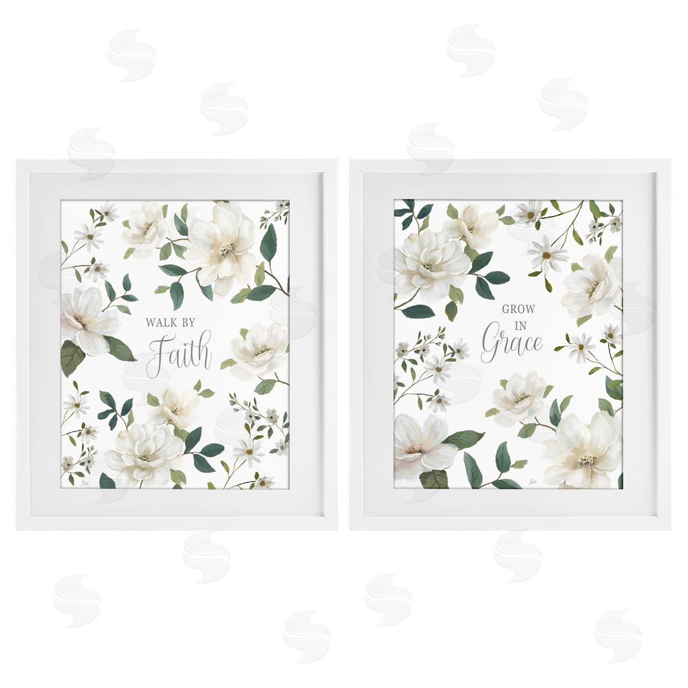 Nan Spiritual Faith Sayings with Florals White Framed Print Under Glass Wall Art