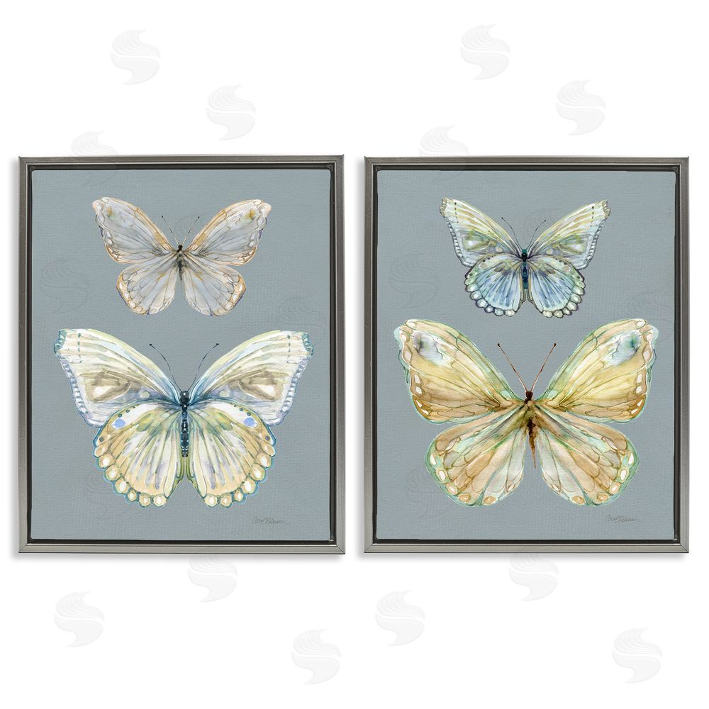 Carol Robinson Butterfly Pairs over Slate Gray Floating Frame Canvas Wall Art Print