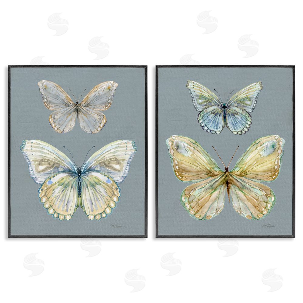 Carol Robinson Butterfly Pairs over Slate Black Framed Giclee Wall Art Print
