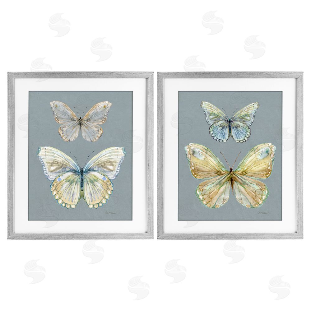 Carol Robinson Butterfly Pairs over Slate Gray Framed Print Under Glass Wall Art