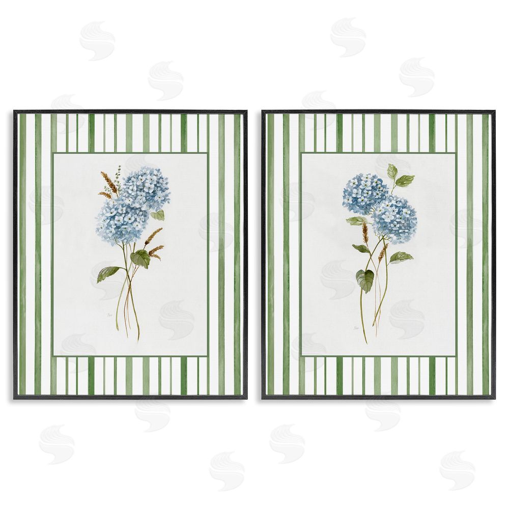 Nan Wheat & Hydrangea Sprigs Black Framed Giclee Wall Art Print