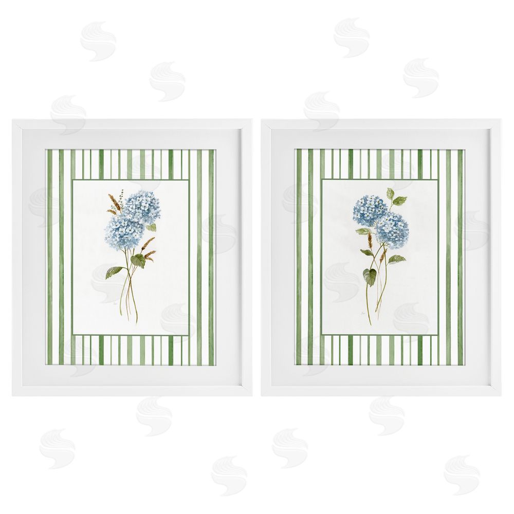 Nan Wheat & Hydrangea Sprigs White Framed Print Under Glass Wall Art