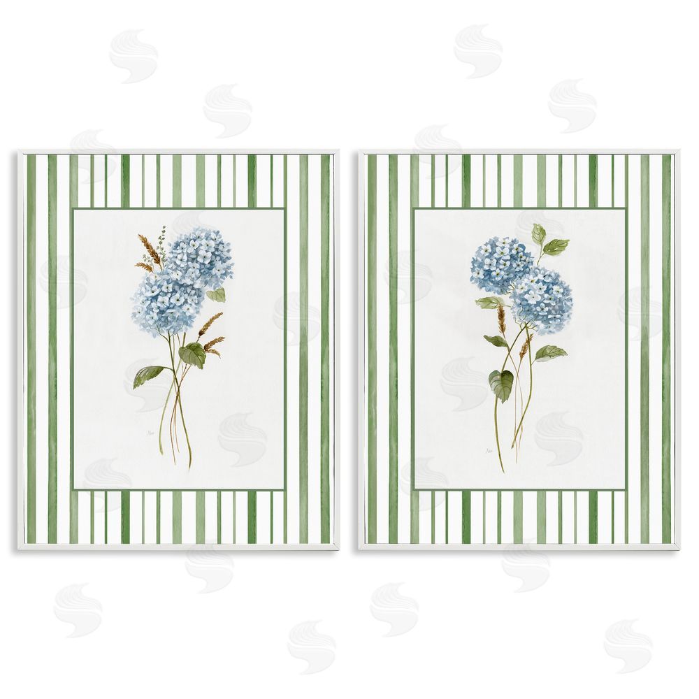 Nan Wheat & Hydrangea Sprigs White Framed Giclee Wall Art Print