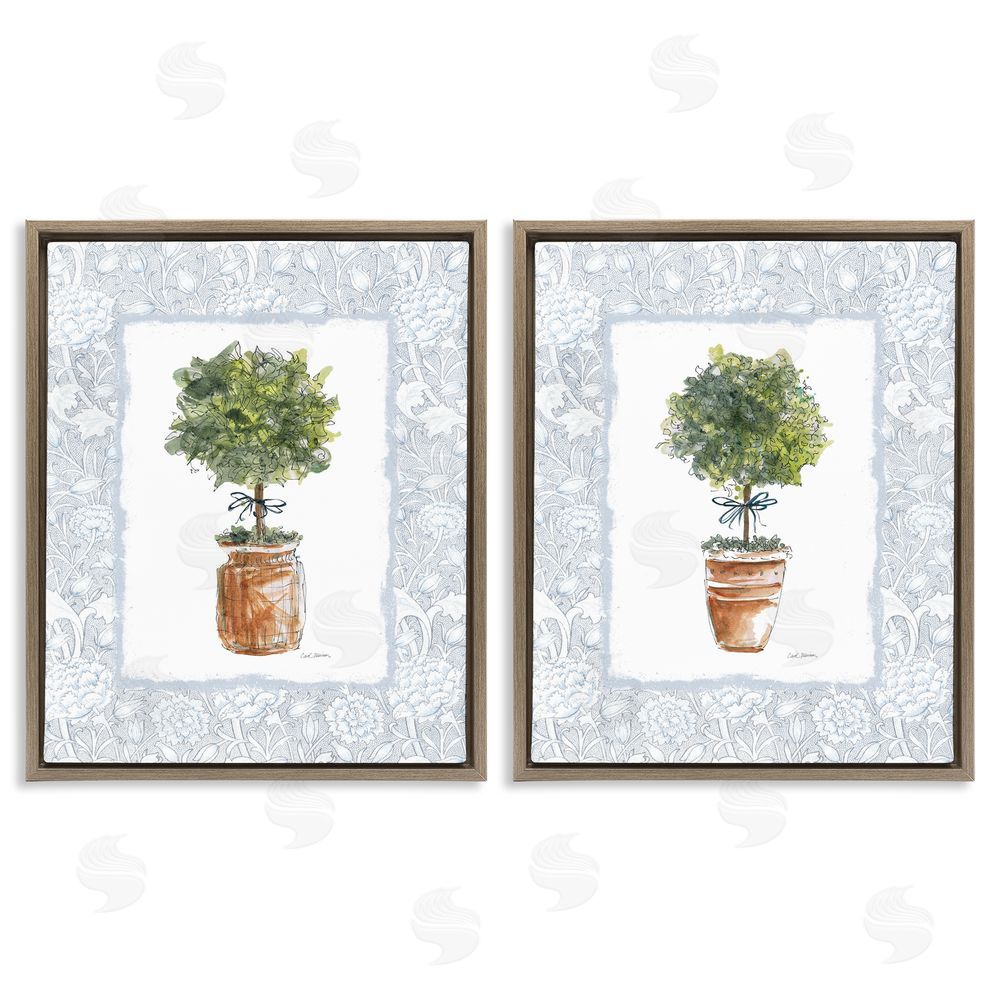 Carol Robinson Potted Topiary Plants Brown Floating Frame Canvas Wall Art Print