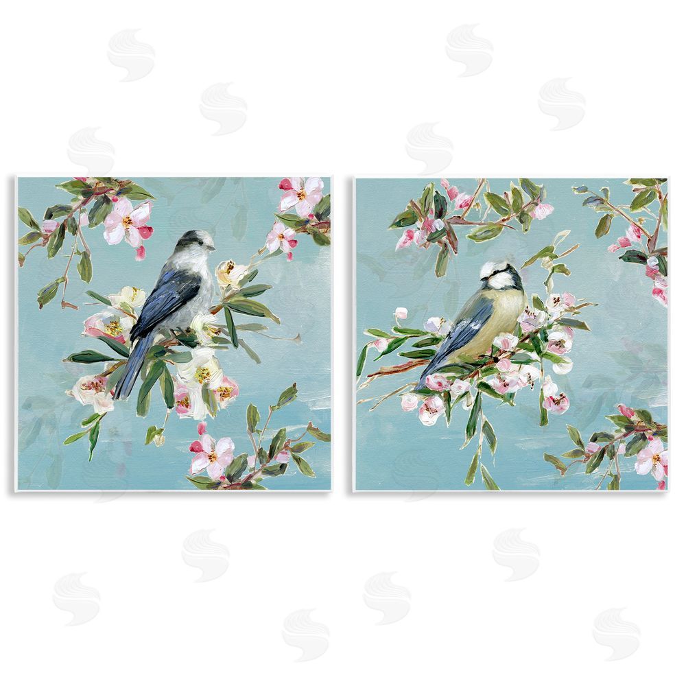 Sally Swatland Songbirds Among Spring Blossoms Wooden Wall Plaque Art Print
