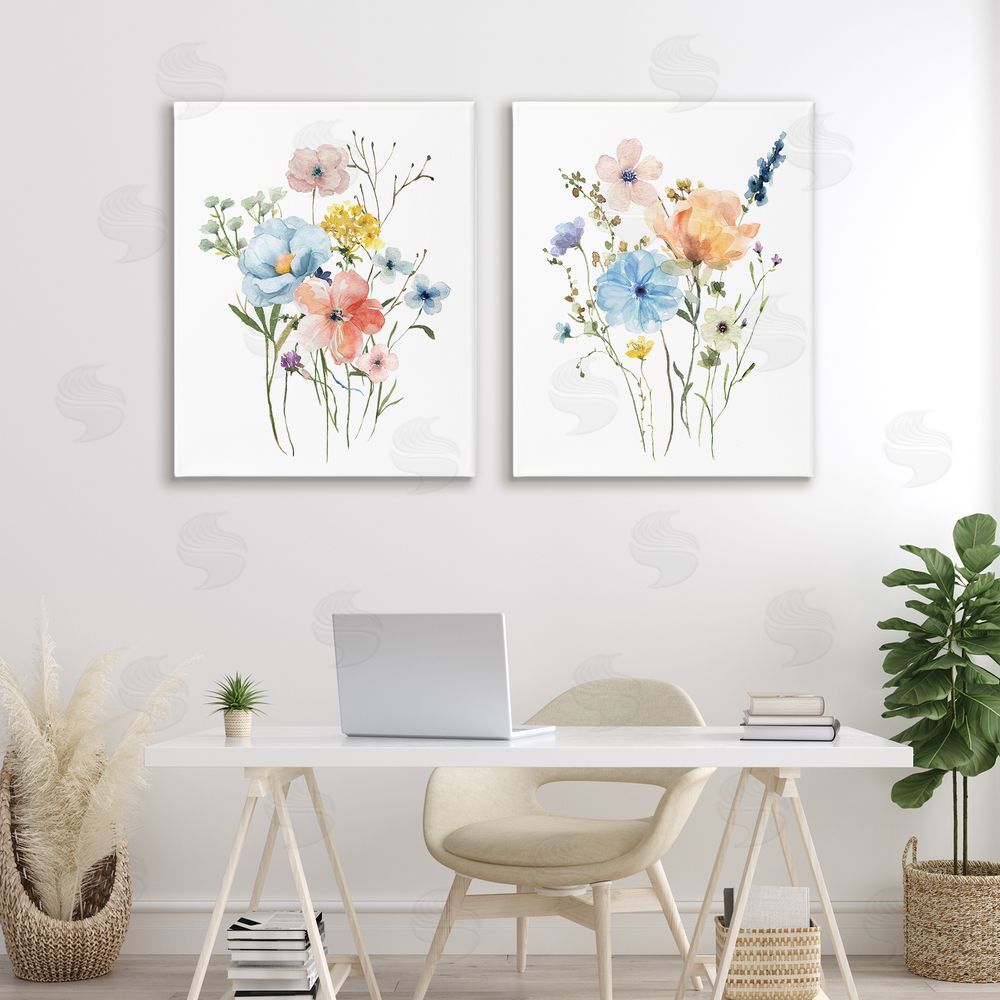 Livi Finn Wildflower Sprig Bundles Stretched Cavas Wall Art Set in Room