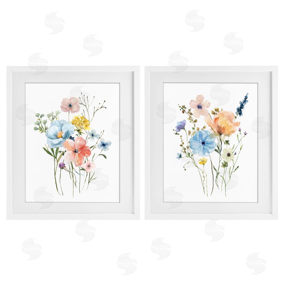 Livi Finn Wildflower Sprig Bundles White Framed Print Under Glass Wall Art