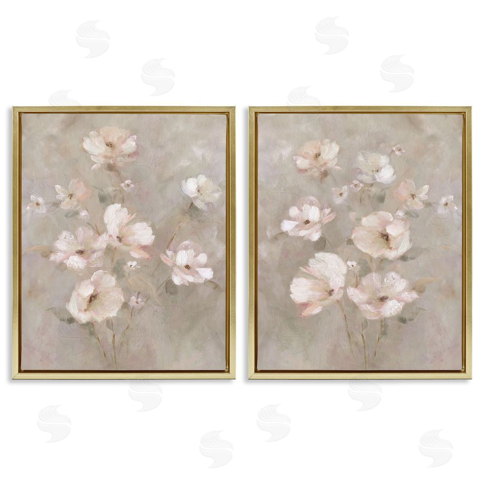 Carol Robinson Arranged Blush Blossoms Gold Floating Frame Canvas Wall Art Print