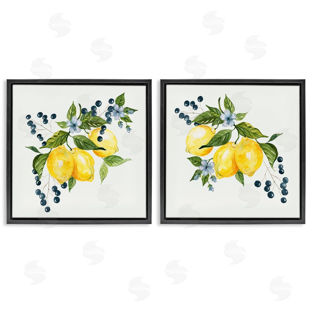 Livi Finn Citrus & Berries Cluster Black Floating Frame Canvas Wall Art Print