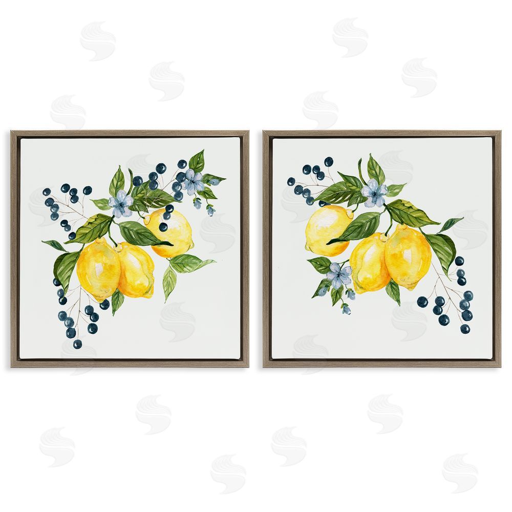 Livi Finn Citrus & Berries Cluster Brown Floating Frame Canvas Wall Art Print