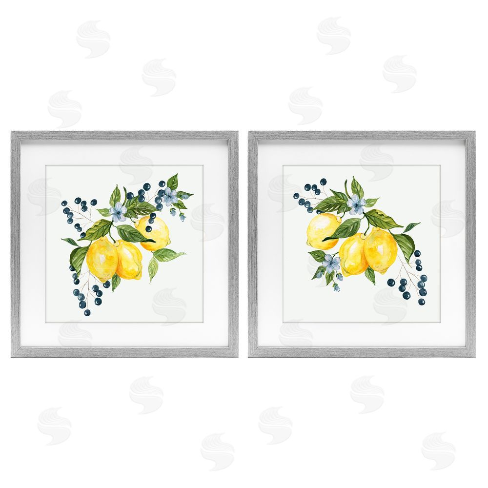 Livi Finn Citrus & Berries Cluster Gray Framed Print Under Glass Wall Art