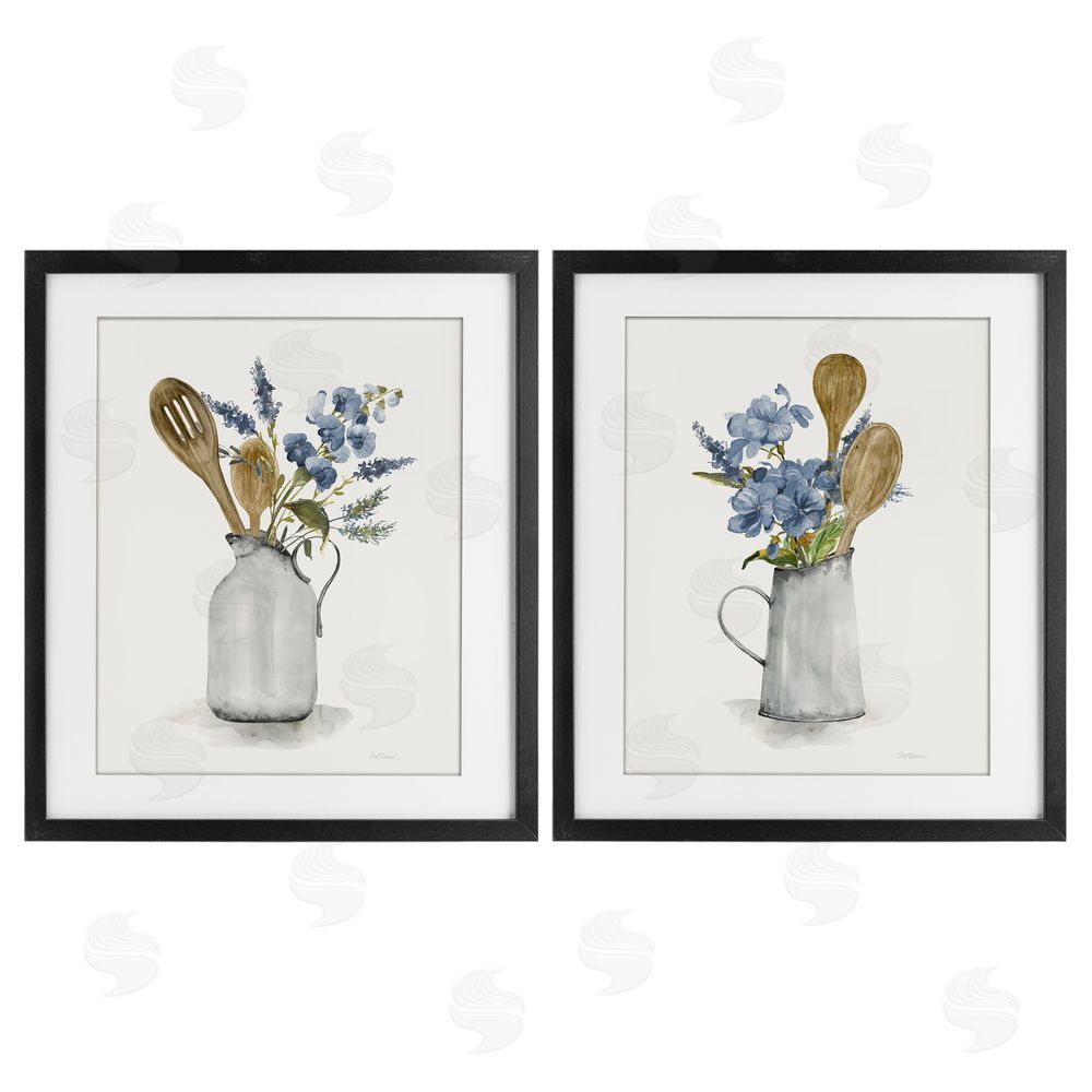 Carol Robinson Kitchen Pitcher Bouquets Black Framed Print Under Glass Wall Art