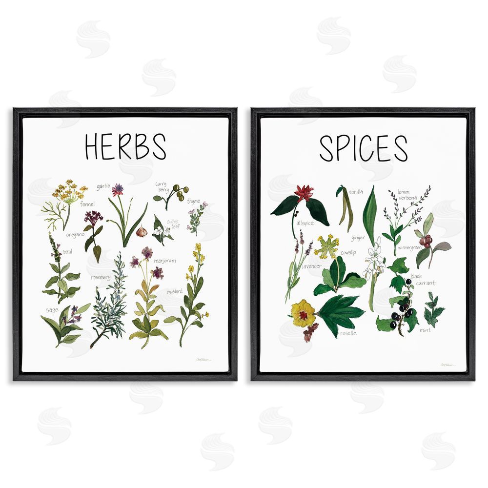 Carol Robinson Culinary Herbs & Spices Black Floating Frame Canvas Wall Art Print