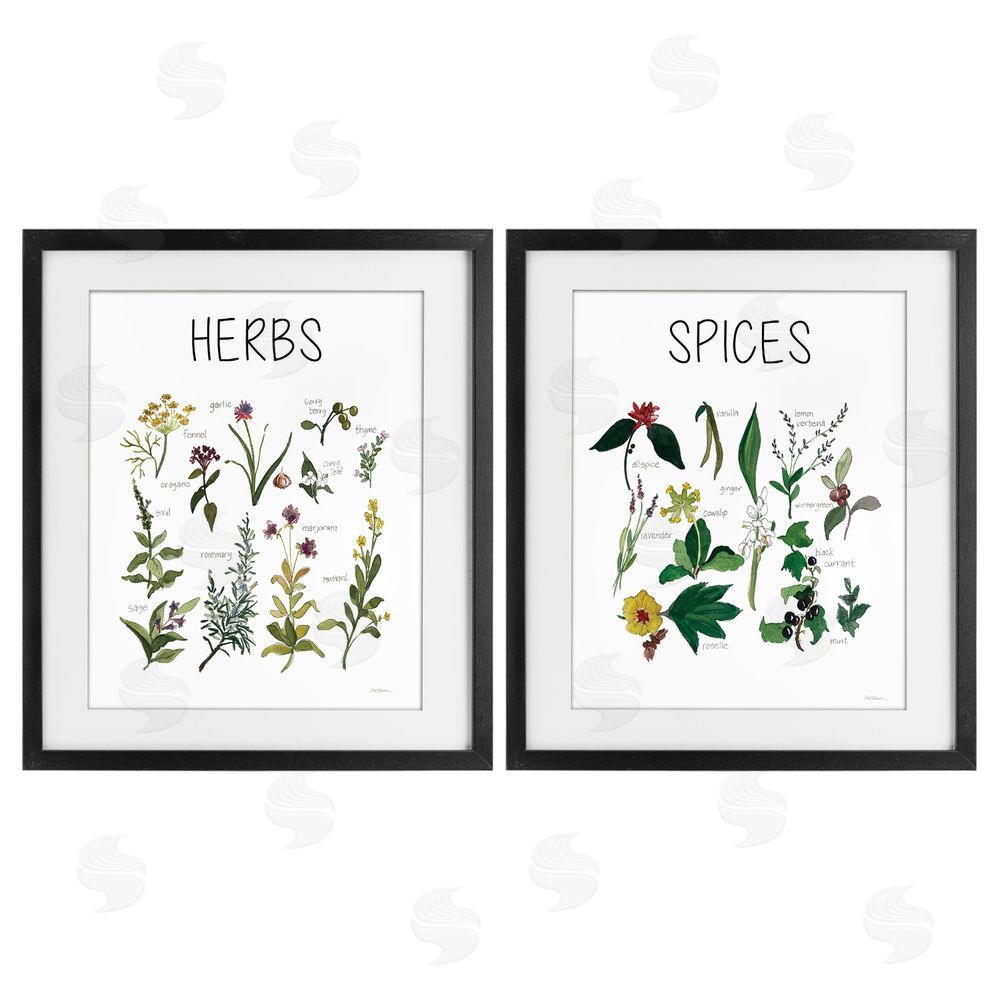 Carol Robinson Culinary Herbs & Spices Black Framed Print Under Glass Wall Art