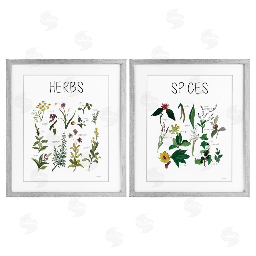 Carol Robinson Culinary Herbs & Spices Gray Framed Print Under Glass Wall Art