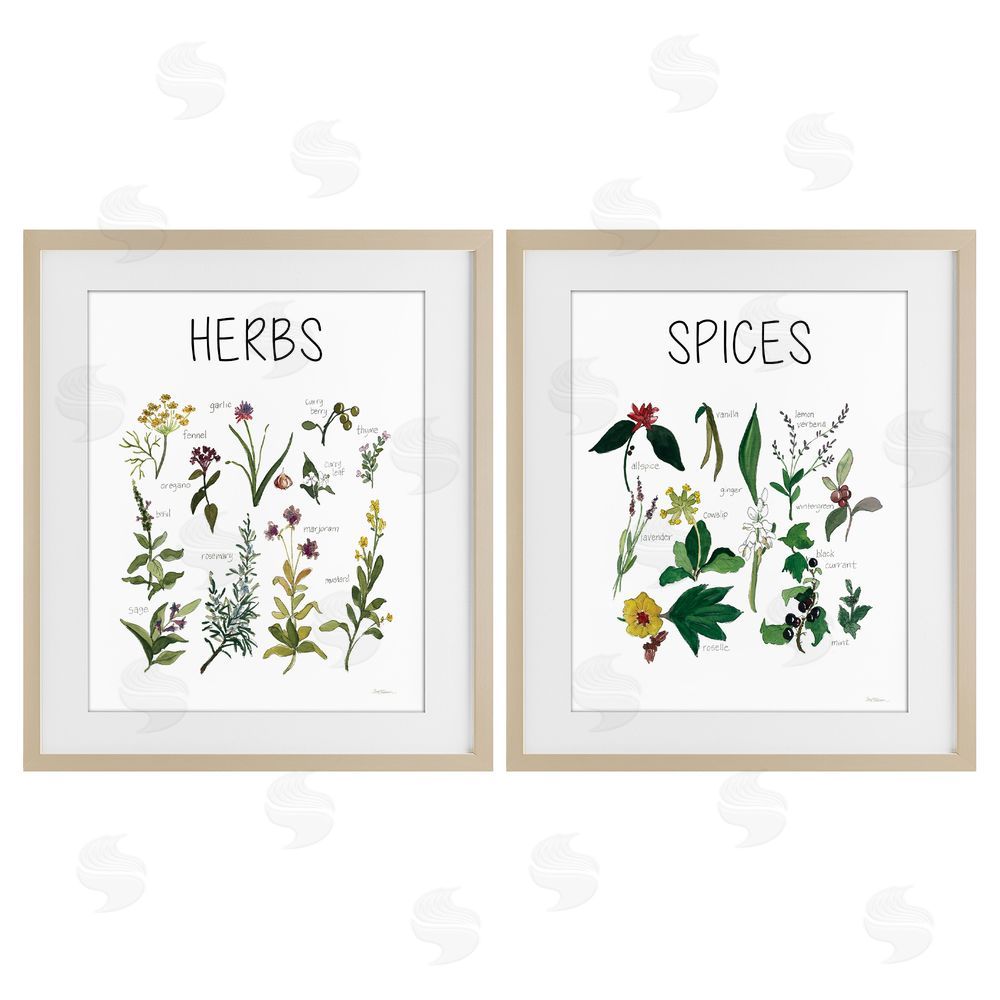 Carol Robinson Culinary Herbs & Spices Brown Framed Print Under Glass Wall Art