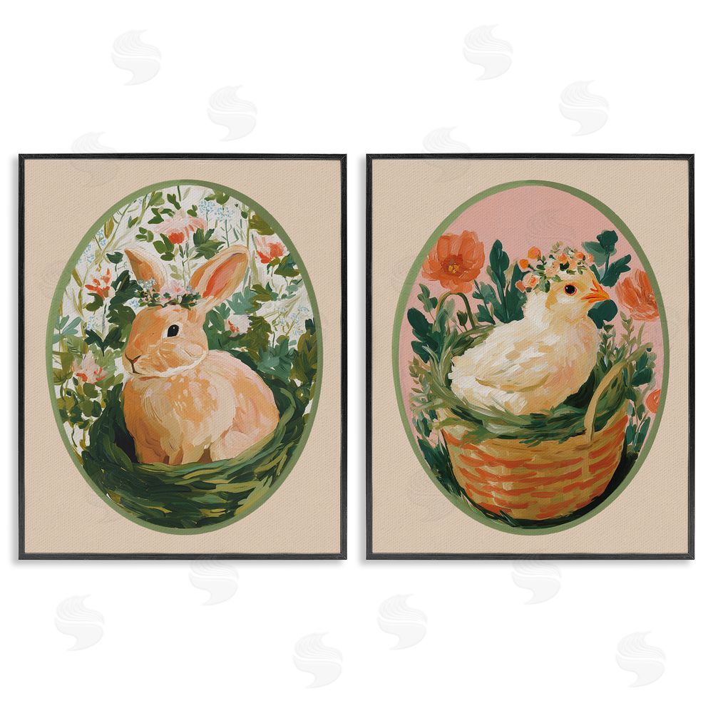 Yen Bloom Nest Animals Black Framed Giclee Wall Art Print
