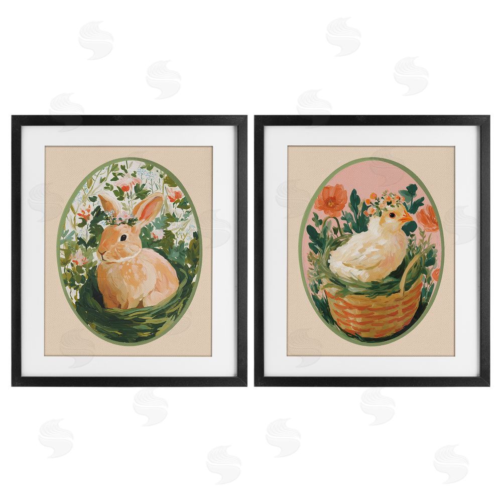 Yen Bloom Nest Animals Black Framed Print Under Glass Wall Art