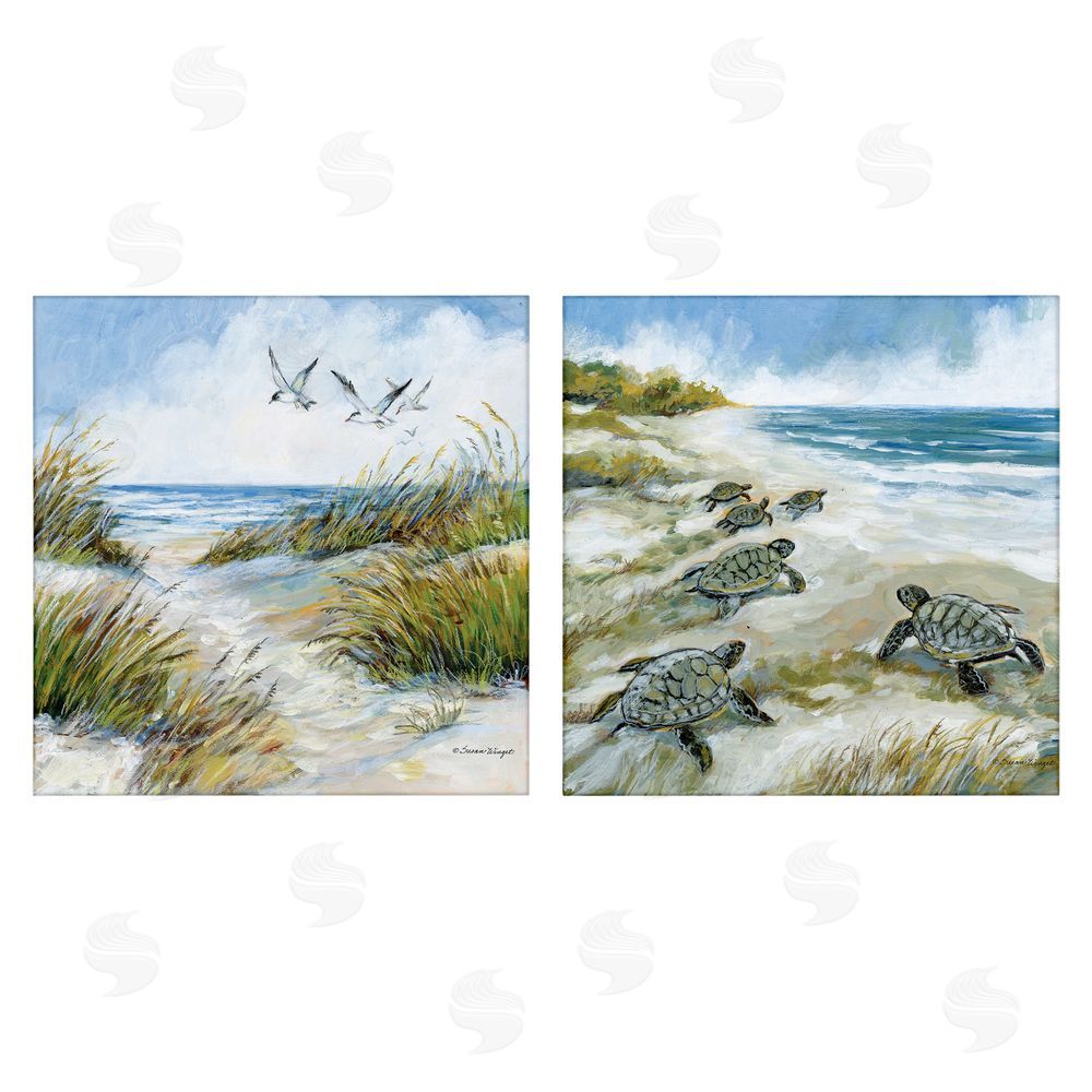 Susan Winget Beach Creatures on Dunes Stretched Canvas Wall Art Print