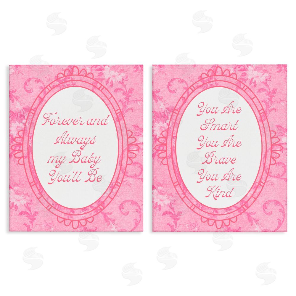 Daphne Polselli Loving Pink Ornate Phrases Stretched Canvas Wall Art