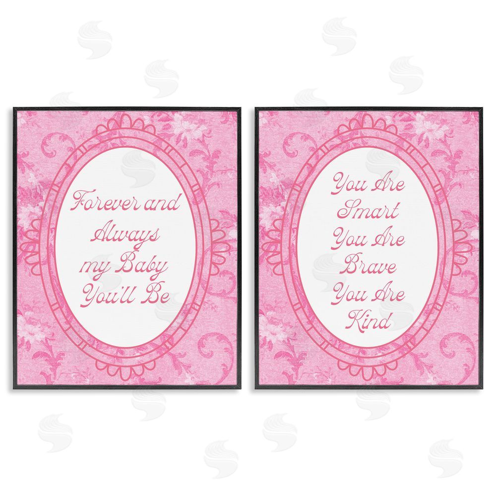 Daphne Polselli Loving Pink Ornate Phrases Black Framed Giclee Wall Art