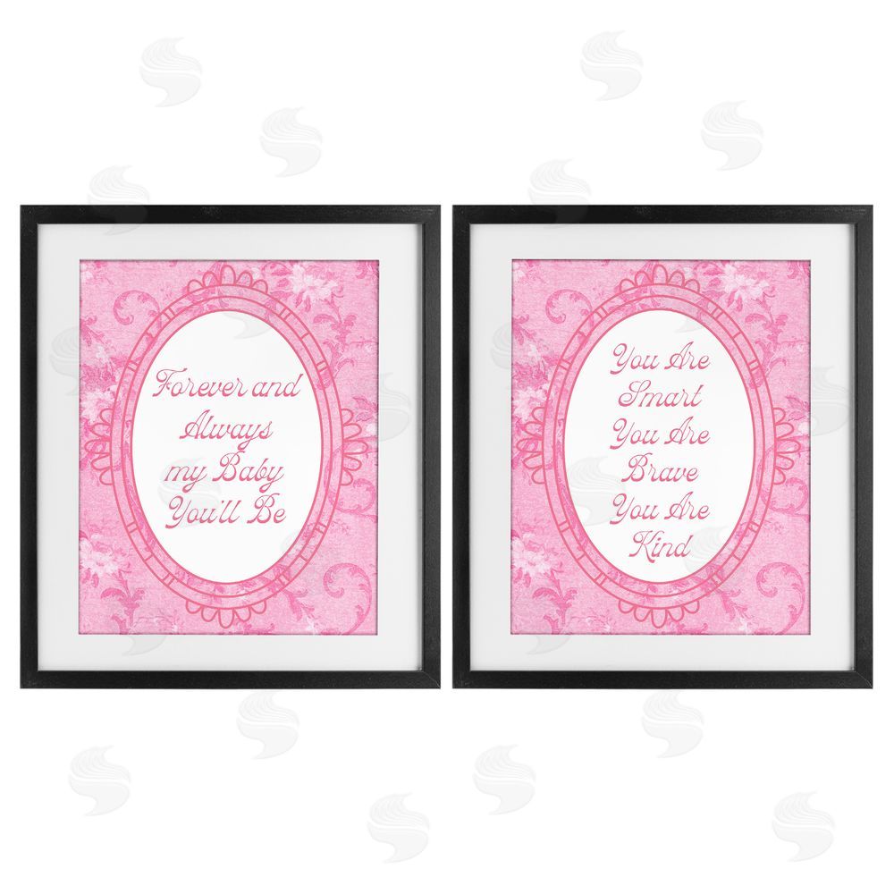 Daphne Polselli Loving Pink Ornate Phrases Black Framed Print Under Glass Wall Art