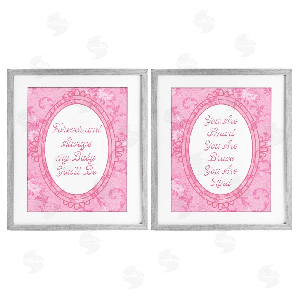 Daphne Polselli Loving Pink Ornate Phrases Gray Framed Print Under Glass Wall Art