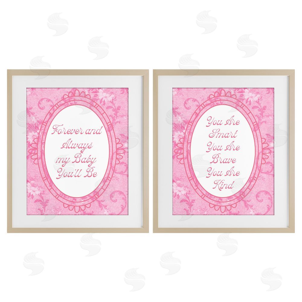 Daphne Polselli Loving Pink Ornate Phrases Brown Framed Print Under Glass Wall Art