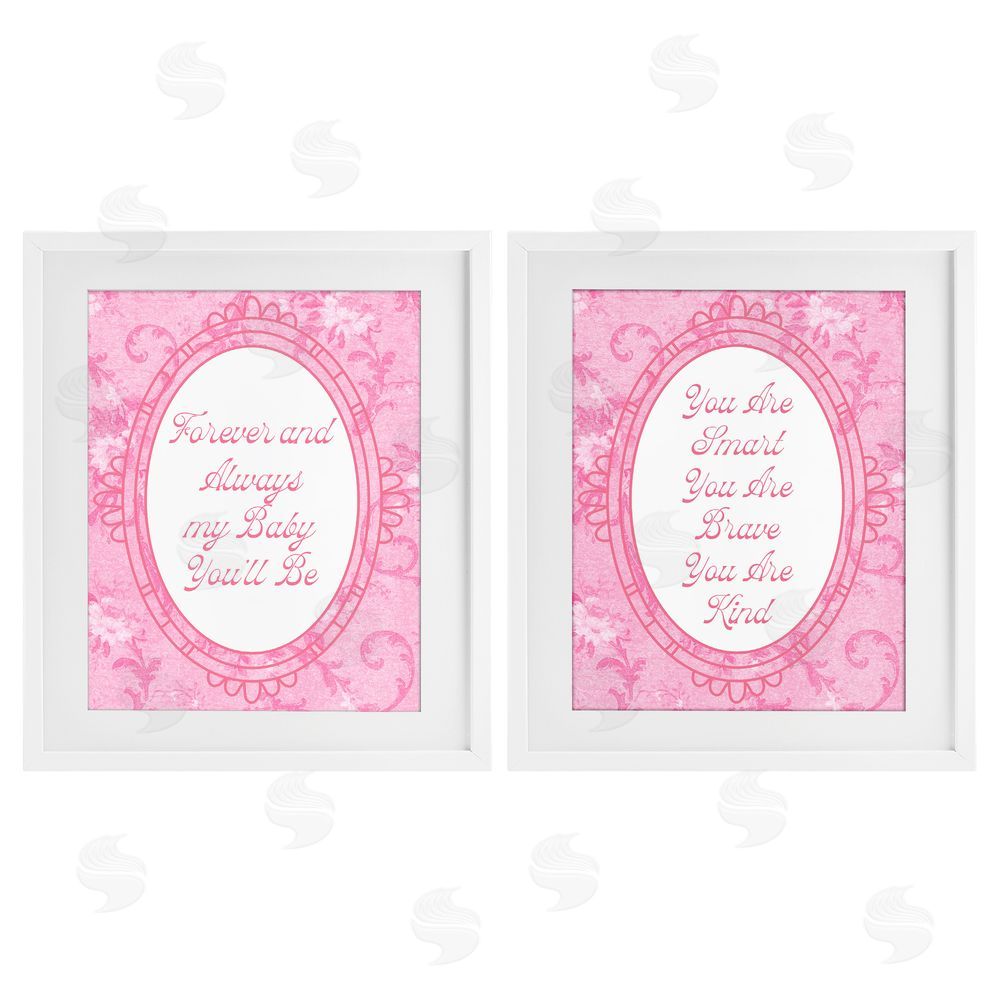 Daphne Polselli Loving Pink Ornate Phrases White Framed Print Under Glass Wall Art